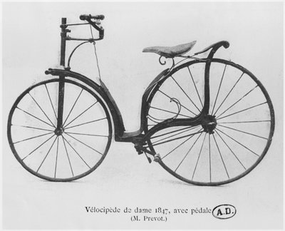 Velocipede for a Lady Designed in 1847, with Pedals by French Photographer